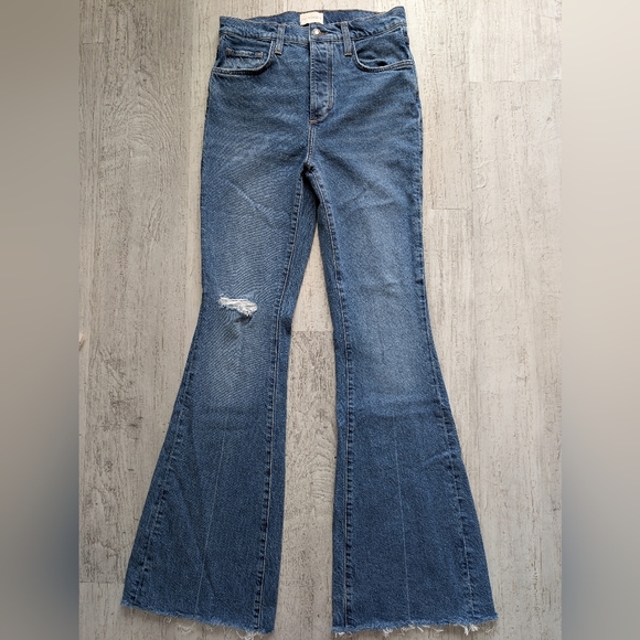 Favorite Daughter The Valentina Super High Rise Fitted Flare/ Medium Blue- 26/27 - Picture 2 of 6